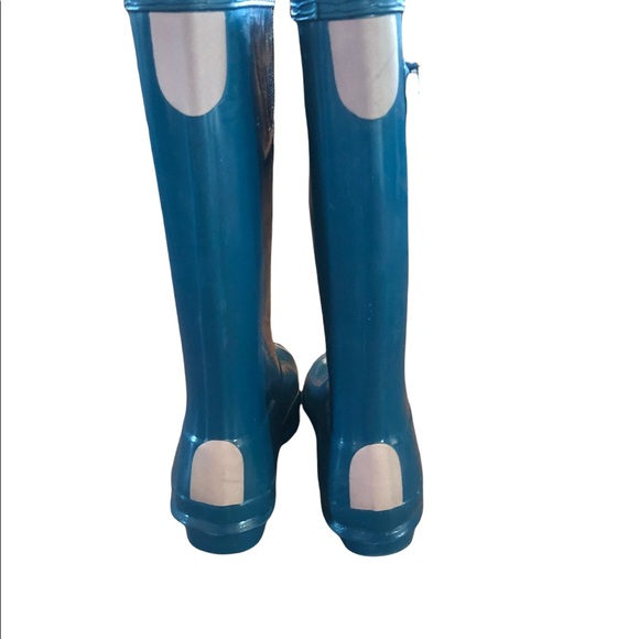 Girls Hunter Rain boots, teal color, like new - Picture 3 of 4